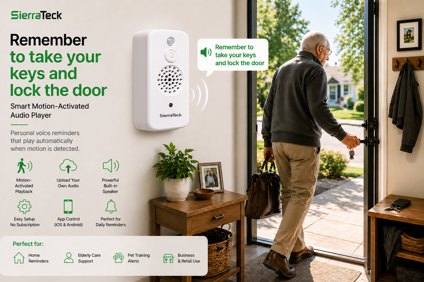 SierraTeck Pro – Smart Motion-Activated Audio Player with Wi-Fi & App Control